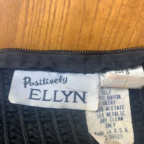 VTG 80s Positively Ellyn Black Velvet Gold Strapless Party Bubble Dress Sz. 8 - Picture 3 of 13